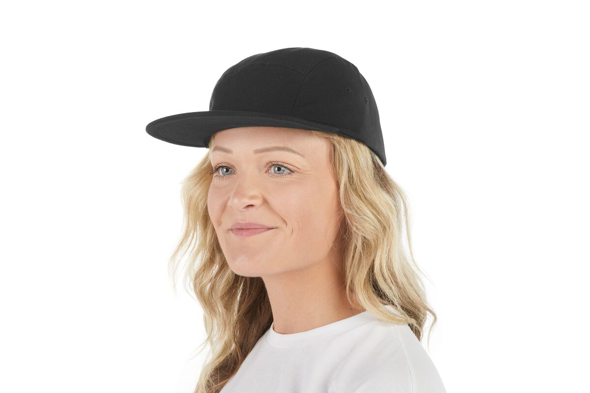 recycled-poly-flat-brim-5-panel-hat-d7 WebPDP-HAT003002_Recycled_Poly_Flat_Brim_5Panel_Hat_Black_Studio_Harper_Studios_0723_Front_2__HAT003002OS.jpg