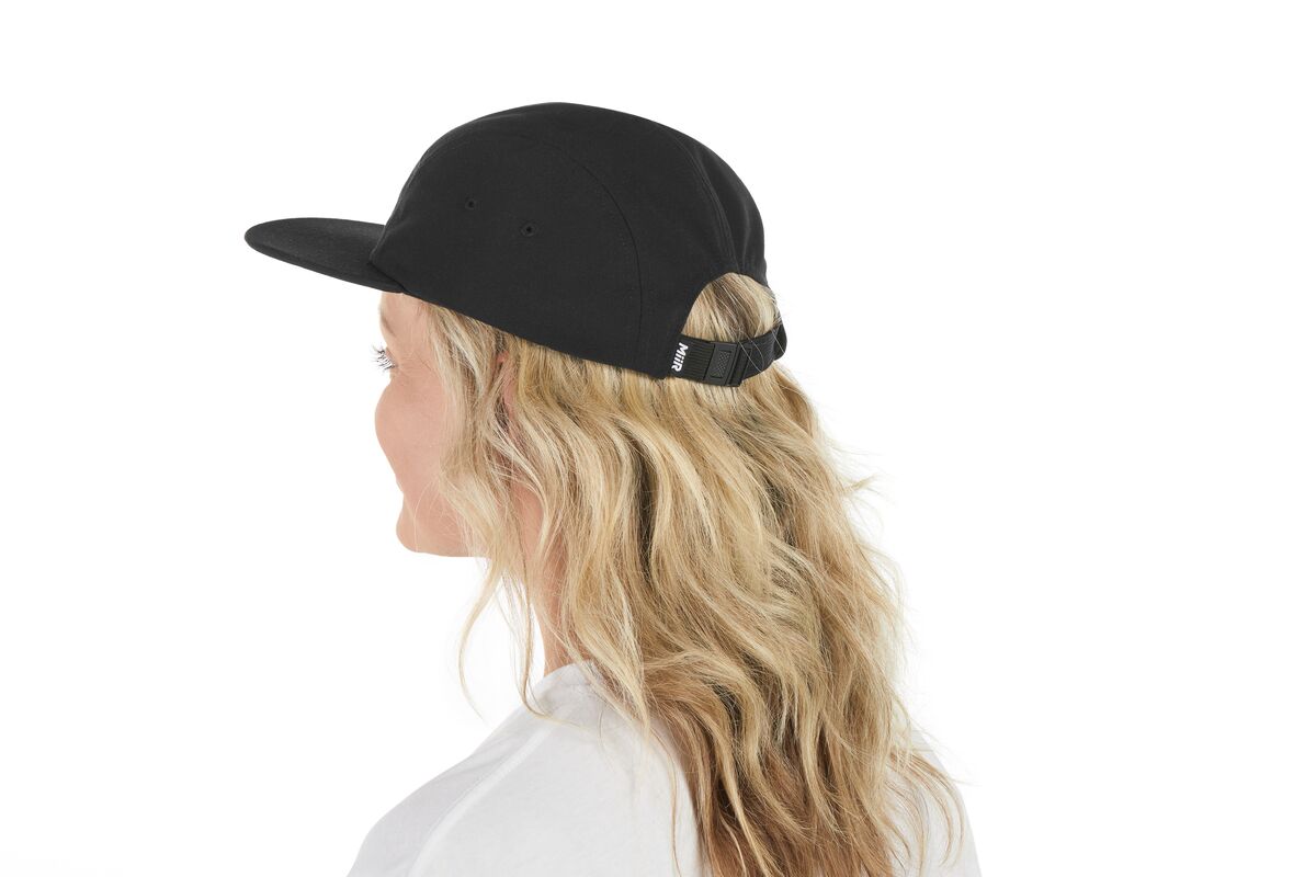 recycled-poly-flat-brim-5-panel-hat-d7 WebPDP-HAT003002_Recycled_Poly_Flat_Brim_5Panel_Hat_Black_Studio_Harper_Studios_0723_Side_2__HAT003002OS.jpg
